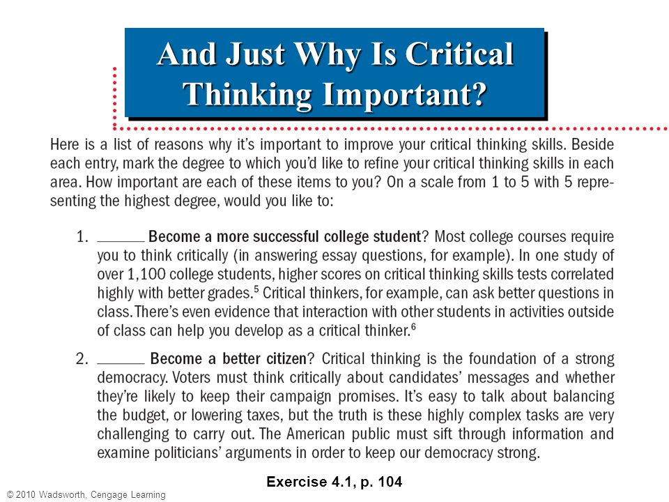 why is critical thinking important in college
